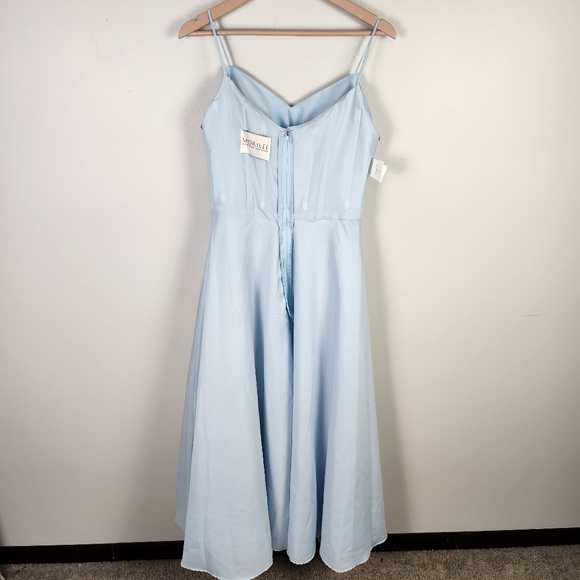 Morilee Madeline Gardner Sky Blue Chiffon Bridesmaid Dress Gown Size 14 #0394 - Picture 7 of 13
